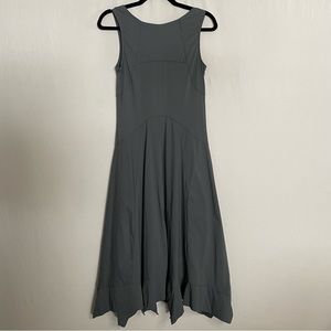 Porto-sf San Francisco Lagenlook Artsy Jagged Hemline Midi Dress Soft Stretchy